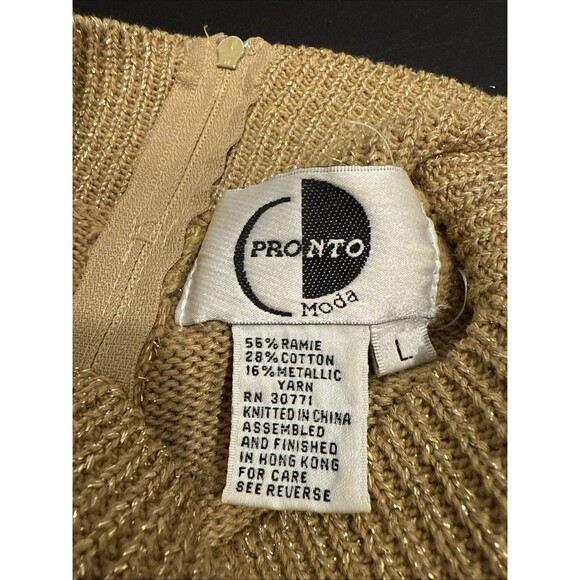 Pronto Moda Sweater Gold Sparkly Shimmer Long Sleeve Size Large - Picture 4 of 5